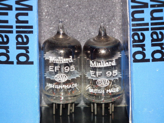 Matched Pair EF95 5654 6AK5W Mullard WHYTELEAFE Square Getter NOS Made in UK