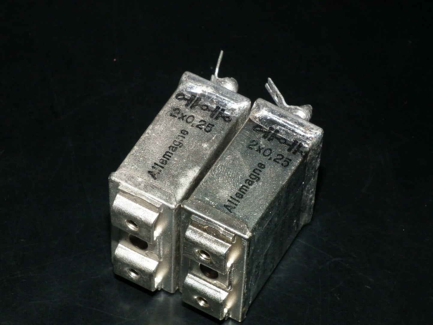 Two vintage Siemens PIO capacitors 2x0.25 uF 300V Klangfilm tube audio 60s NOS
