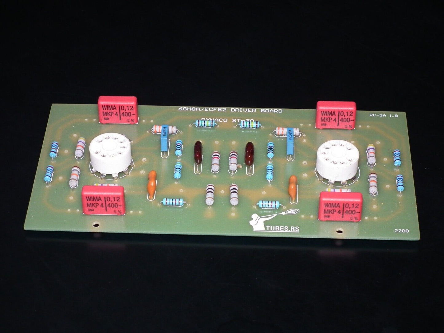 DYNACO ST-70 6GH8A / 6GH8 COMPLETE STUFFED PC-3 DRIVER BOARD (Retro Phenolic Look) WITH TUBES (NOS Platinum matched pair of 6GH8A EI Philips)