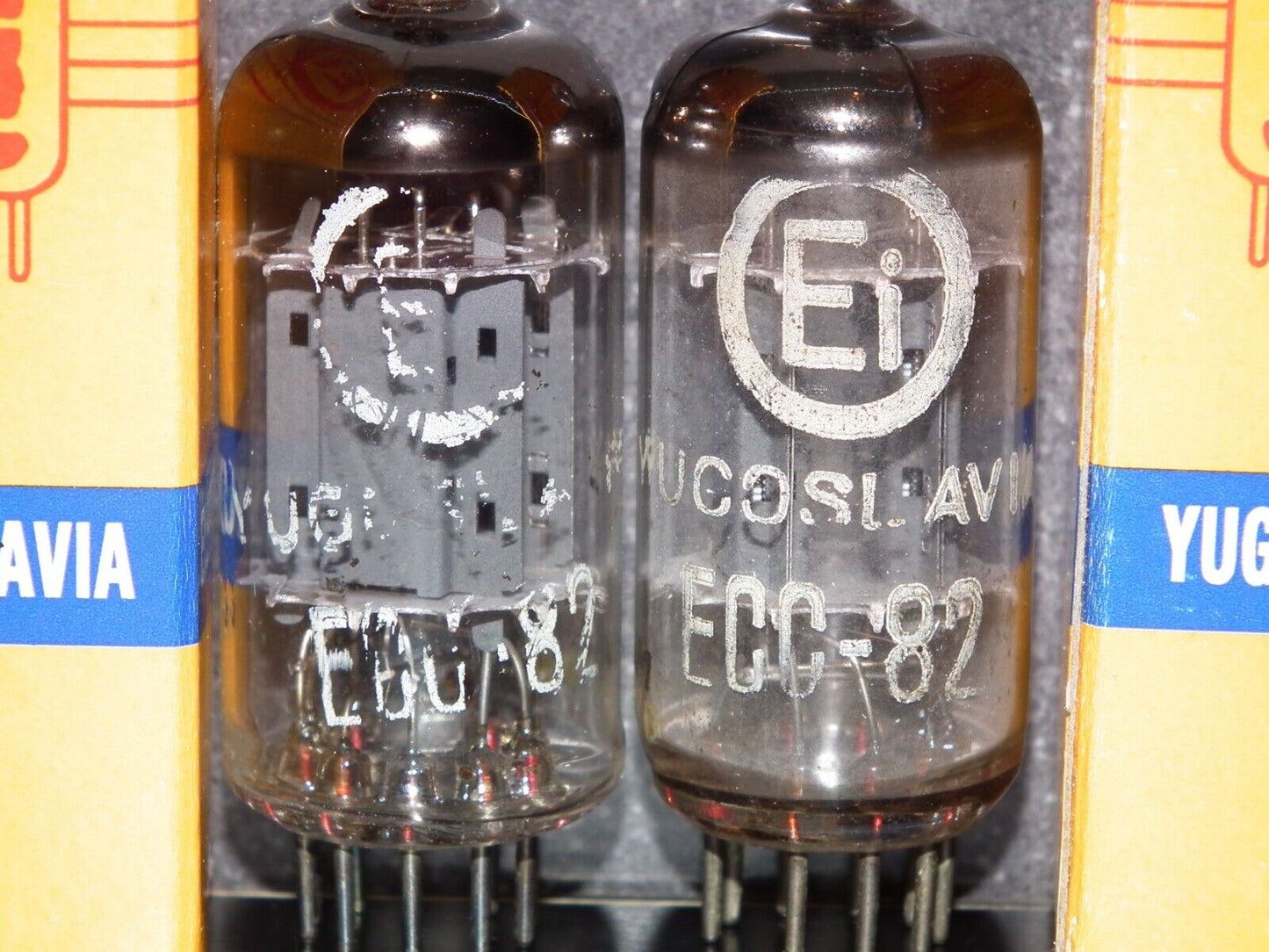 Matched Pair ECC82 12AU7 EI Yugoslavia Telefunken Long Smooth Plates 17mm Used