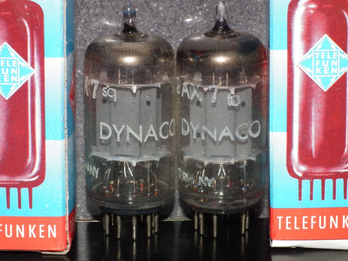 ECC83 Telefunken 12AX7 Matched Pair Smooth plates, diamond bottom, DYNACO USED 1