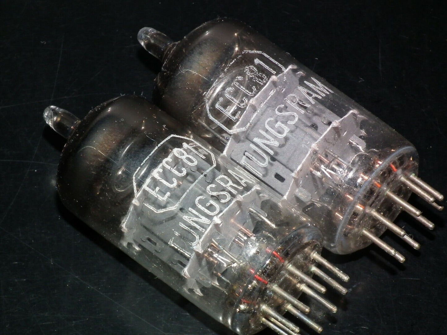 Matched Pair ECC81 12AT7 Siemens old type rebranded Tungsram, white logo (Used)