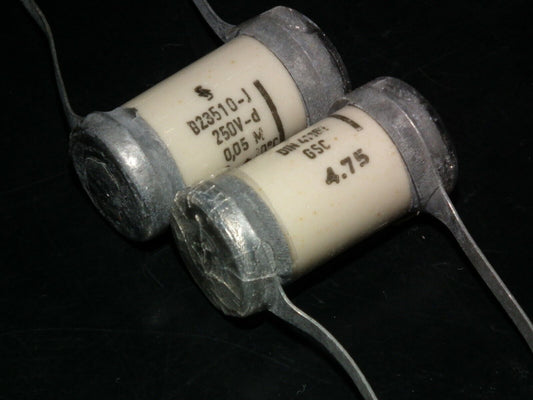 Two vintage Sikatrop Capacitors 0.05mfd 250V Siemens Klangfilm Hi-End 50nF 250V