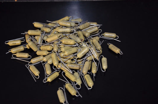 Two vintage Mullard Mustard Philips Capacitors 2700pF / 400V Marshall,Fender, ..
