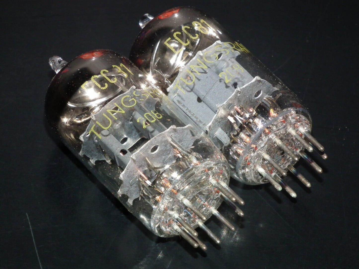 Platinum matched pair ECC81 Tungsram 12AT7 NOS NIB RARE Foil Disc Getter mid 50s
