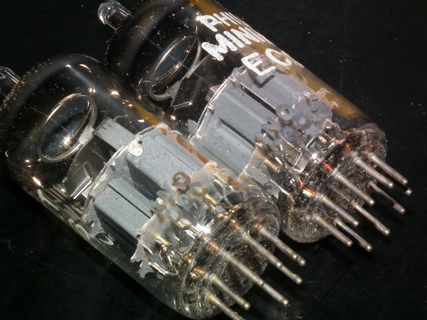 ECC86 Valvo Philips 6GM8 NOS NIB Platinum Matched Pair West Germany Gray Shield