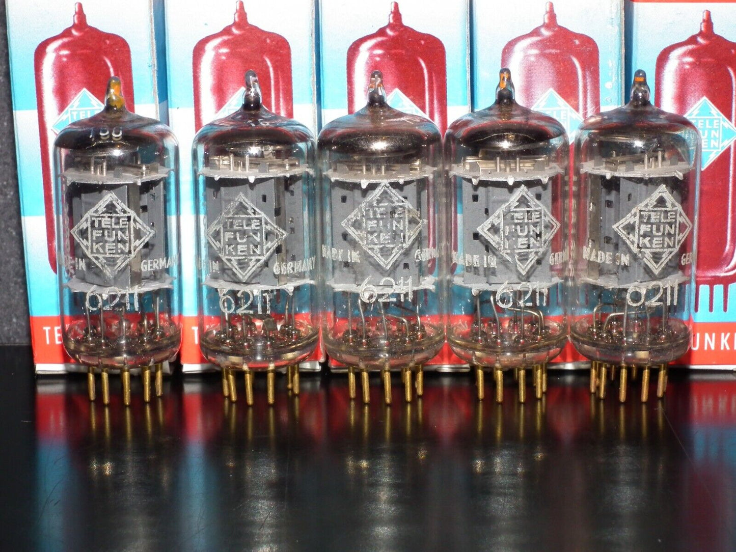 Platinum Matched Pair 6211 Telefunken ~ECC82 Tested NOS DB Gold Pins ULM codes
