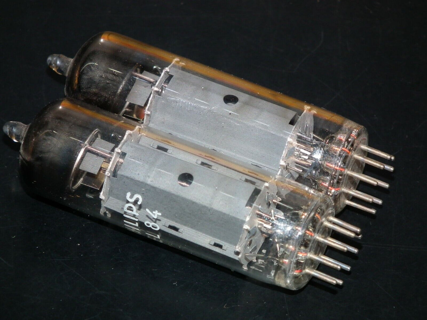 EL84 6BQ5 Mullard - NOS NIB platinum matched pair Blackburn 1971 branded Philips