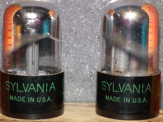 Platinum Matched Pair Sylvania 6SL7GT NOS NIB Chrome Tops Short Bulb Used 135%