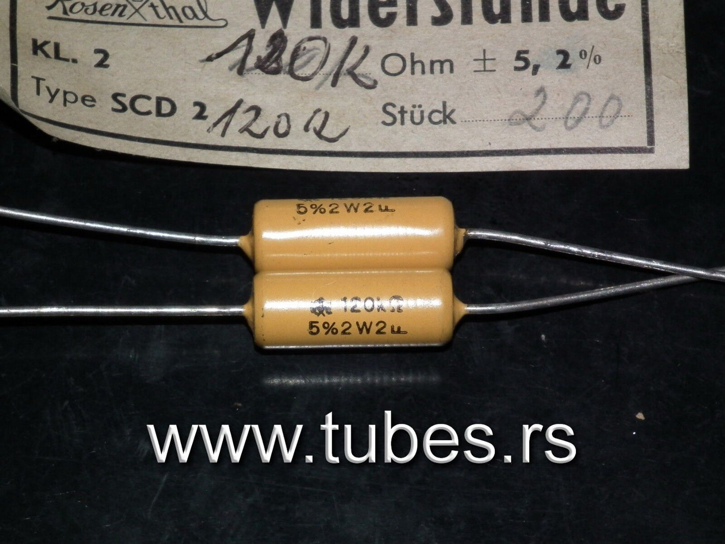 Two (2 pcs) Roshental NOS vintage resistors 120K Ohm 2W Klangfilm tube audio