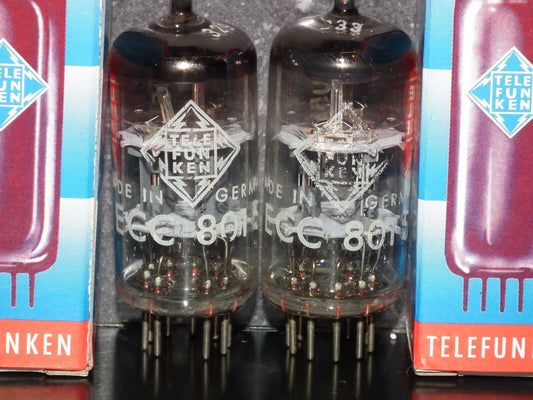 ECC801S Telefunken ECC81 Matched pair Used Tested 100% Ulm plant, Diamond bottom