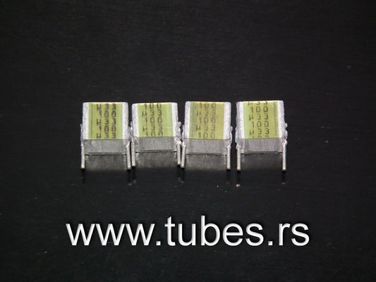 Four NOS vintage Siemens MKT Silver capacitors 330nF 100V W. Germany 0.33u 100V