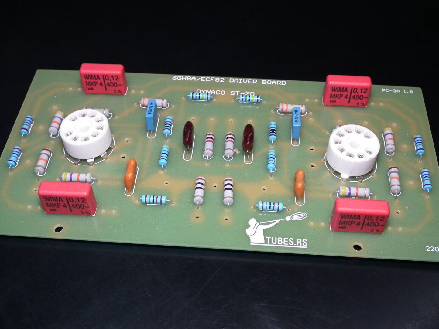 DYNACO ST-70 6GH8A / 6GH8 COMPLETE STUFFED PC-3 DRIVER BOARD (Retro Phenolic Look) WITH TUBES (NOS Platinum matched pair of 6GH8A EI Philips)