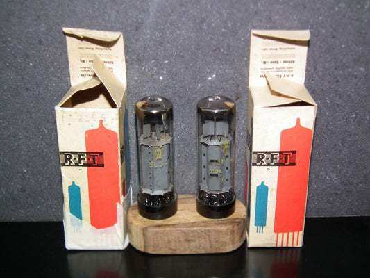 EL34 RFT RARE Short Base Platinum Matched Pair NOS NIB Germany early 60s Faded