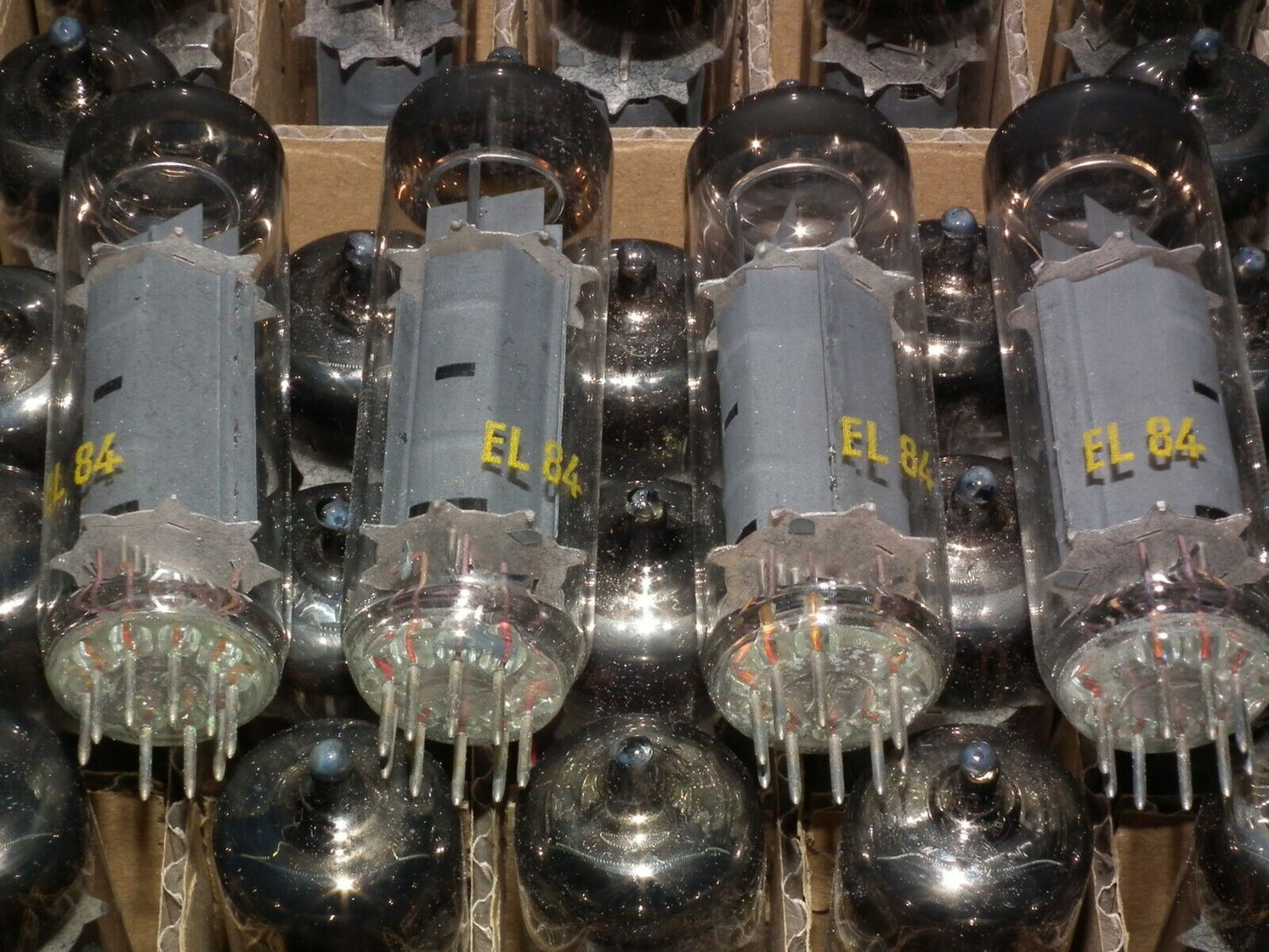 EL84 6BQ5 RFT Germany - NOS platinum matched quad - early 60s RARE WELDED PLATES