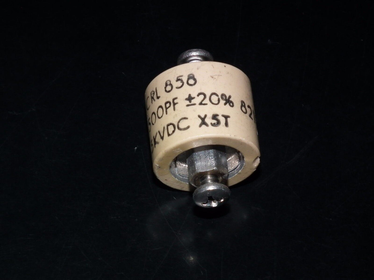 RF ceramic doorknob HV capacitor CRL858 500pF 5000V Used, tested one piece (1)