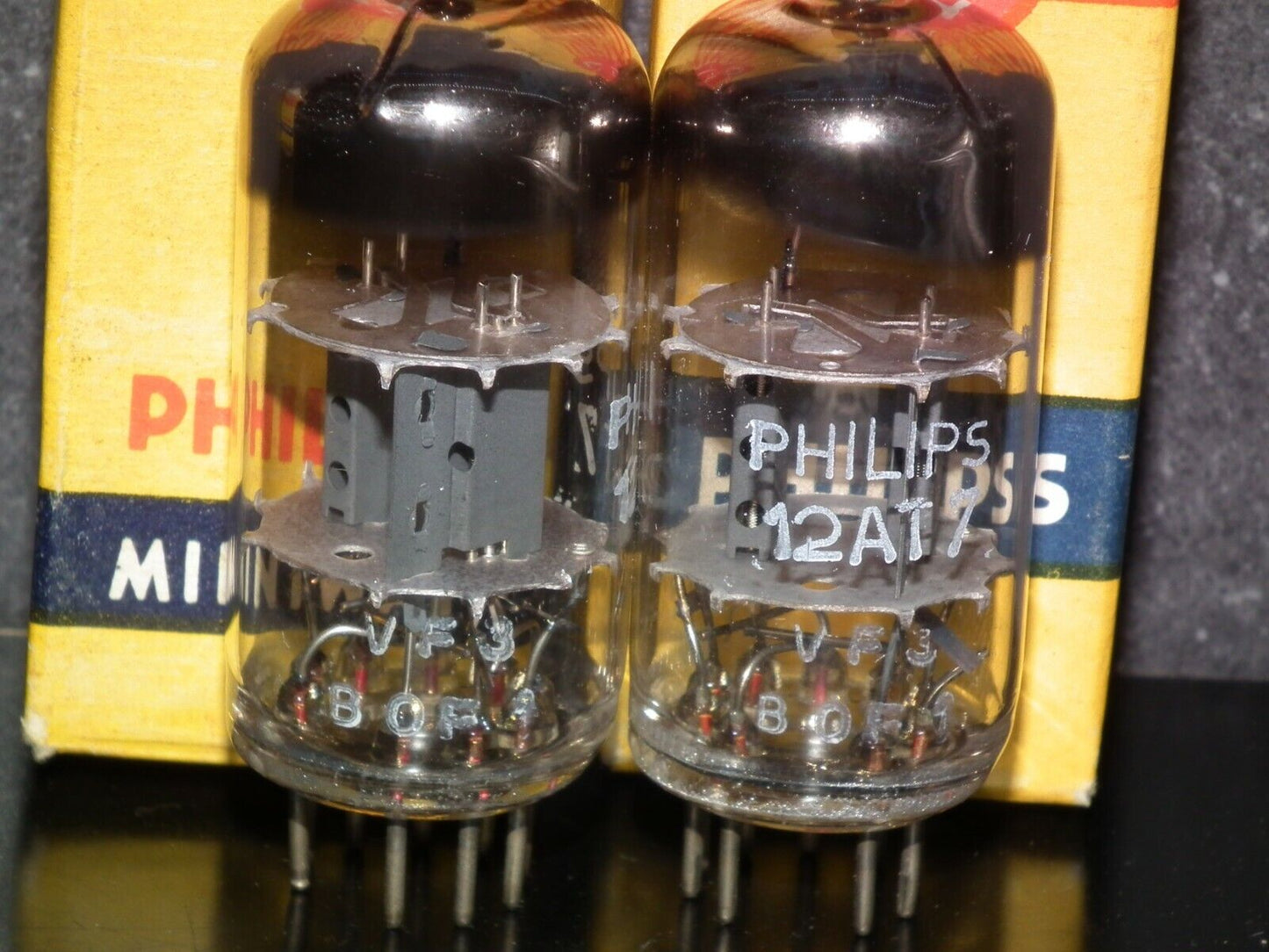 ECC81 12AT7 Mullard Blackburn rebranded Philips Matched Pair NOS NIB