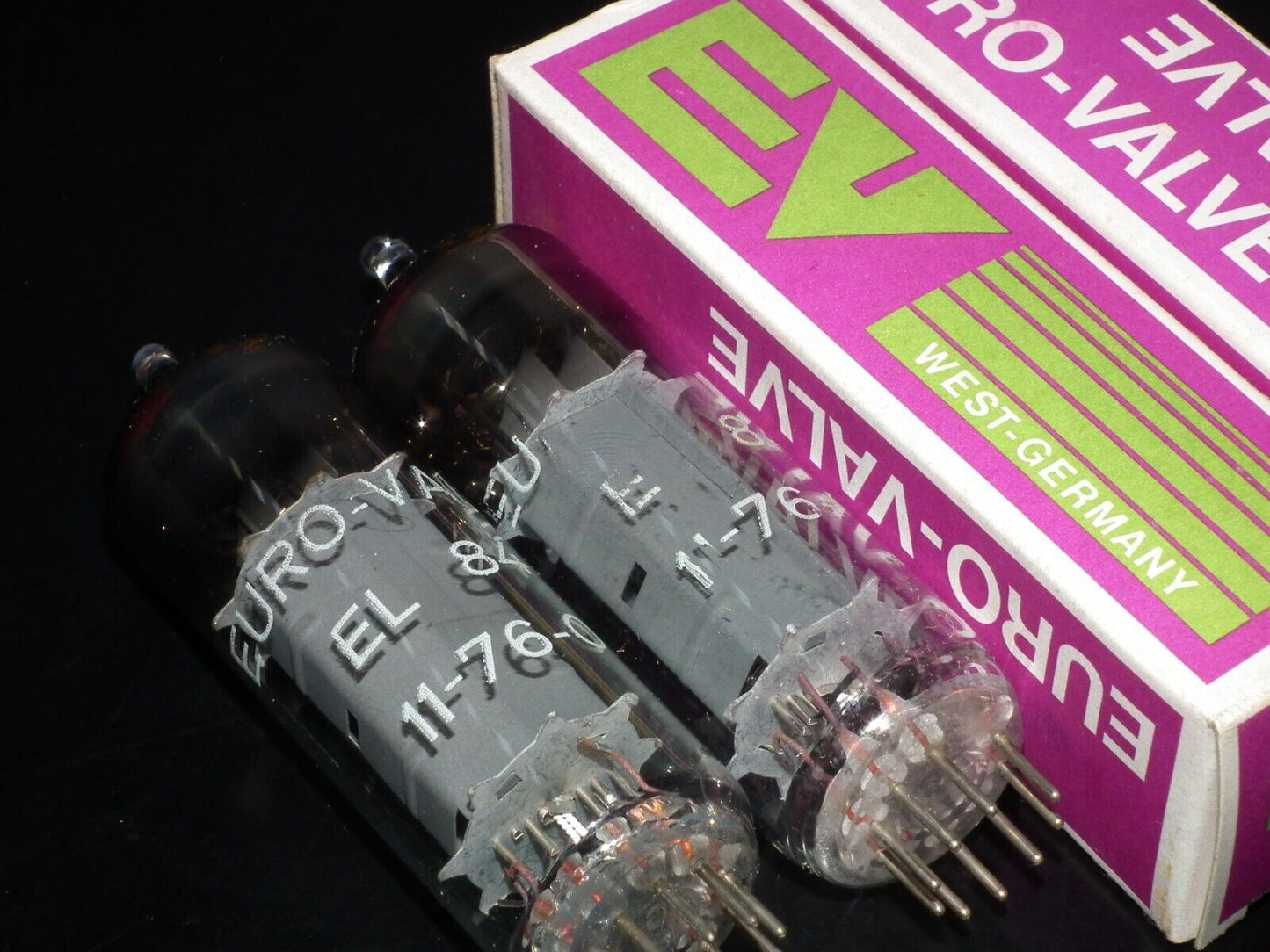 EL84 EURO VALVE Germany 6BQ5 NOS NIB platinum matched pair from 1976