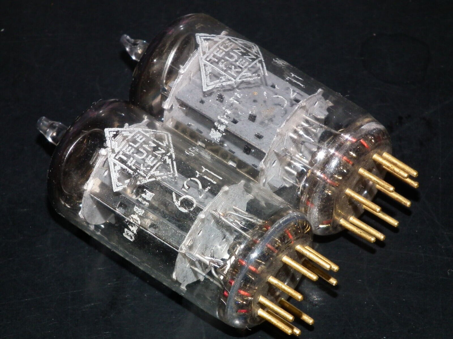 Platinum Matched Pair 6211 Telefunken ~ECC82 Tested 80% DB Gold Pins ULM codes