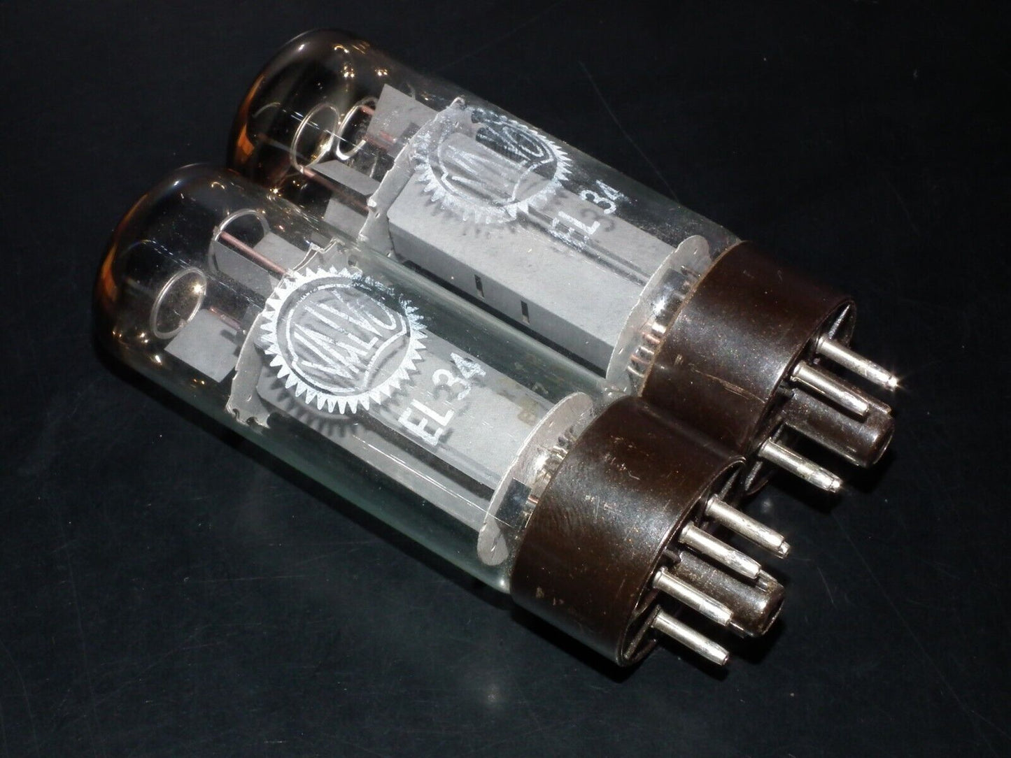 EL34 6CA7 Mullard Xf2 OO  Getter Welded Anodes Platinum Matched Pair 80/100%