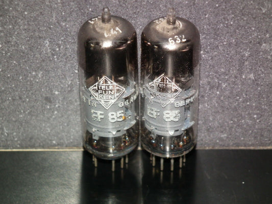 Two (2 pcs) EF85 Telefunken 6BY7 Used Tested Made in West Germany