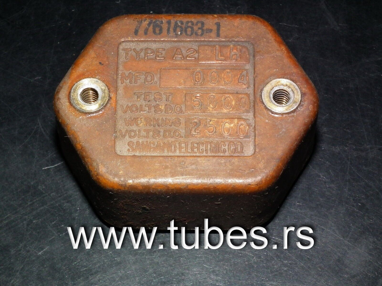 One vintage MICA capacitor 0.0004 mfd 2500V Sangamo USA 400pf 2.5KV