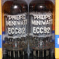 Matched Pair 12AU7 Philips ECC82 Long Anodes 17mm CrossFoil D Getter k63 1957