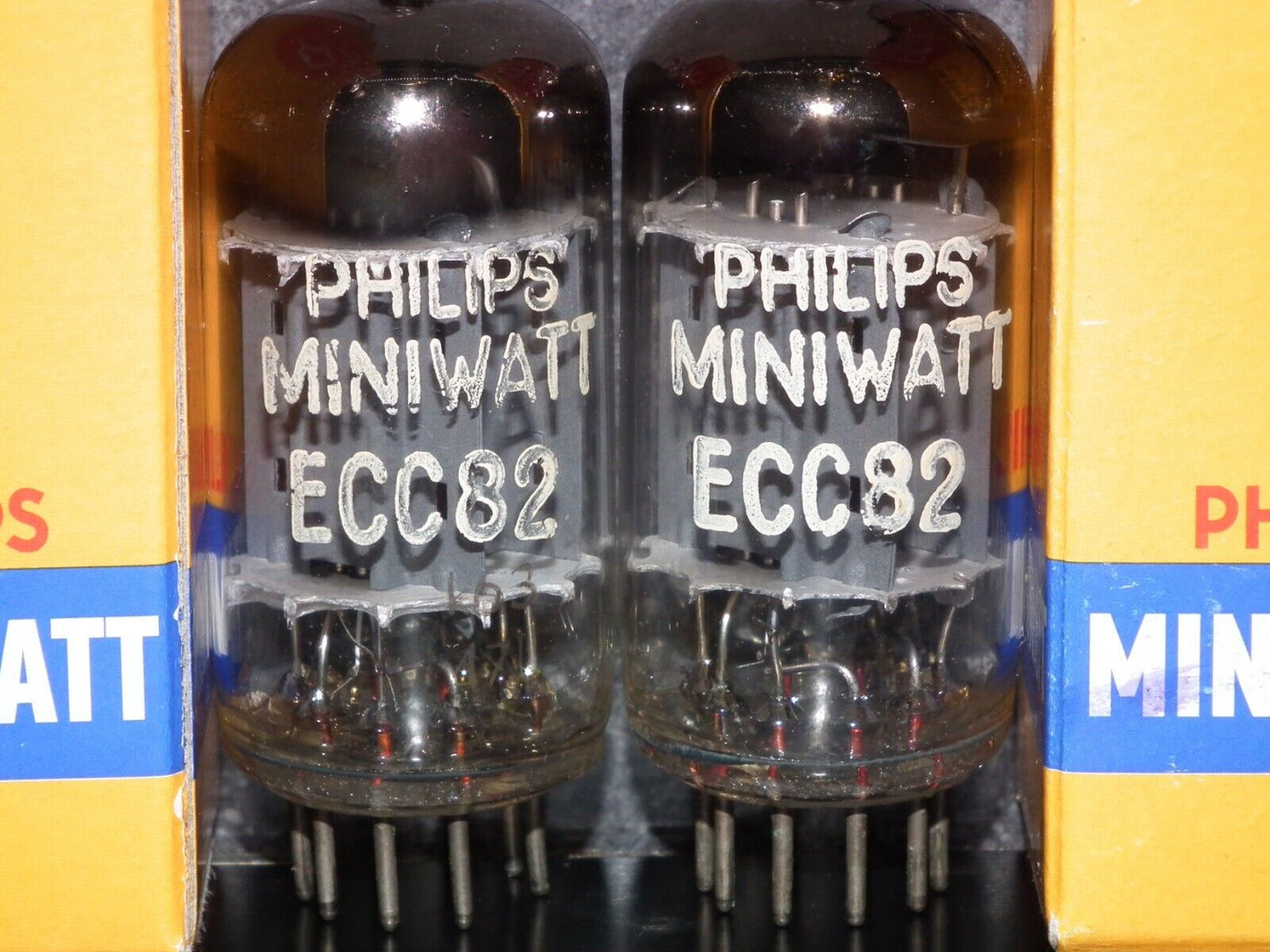 Matched Pair 12AU7 Philips ECC82 Long Anodes 17mm CrossFoil D Getter k63 1957