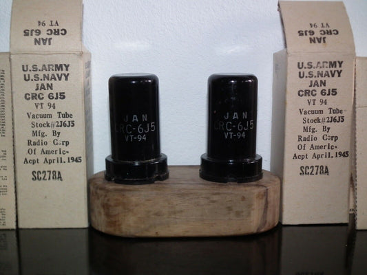 Platinum matched pair 6J5 RCA NOS NIB - JAN WWII 1945