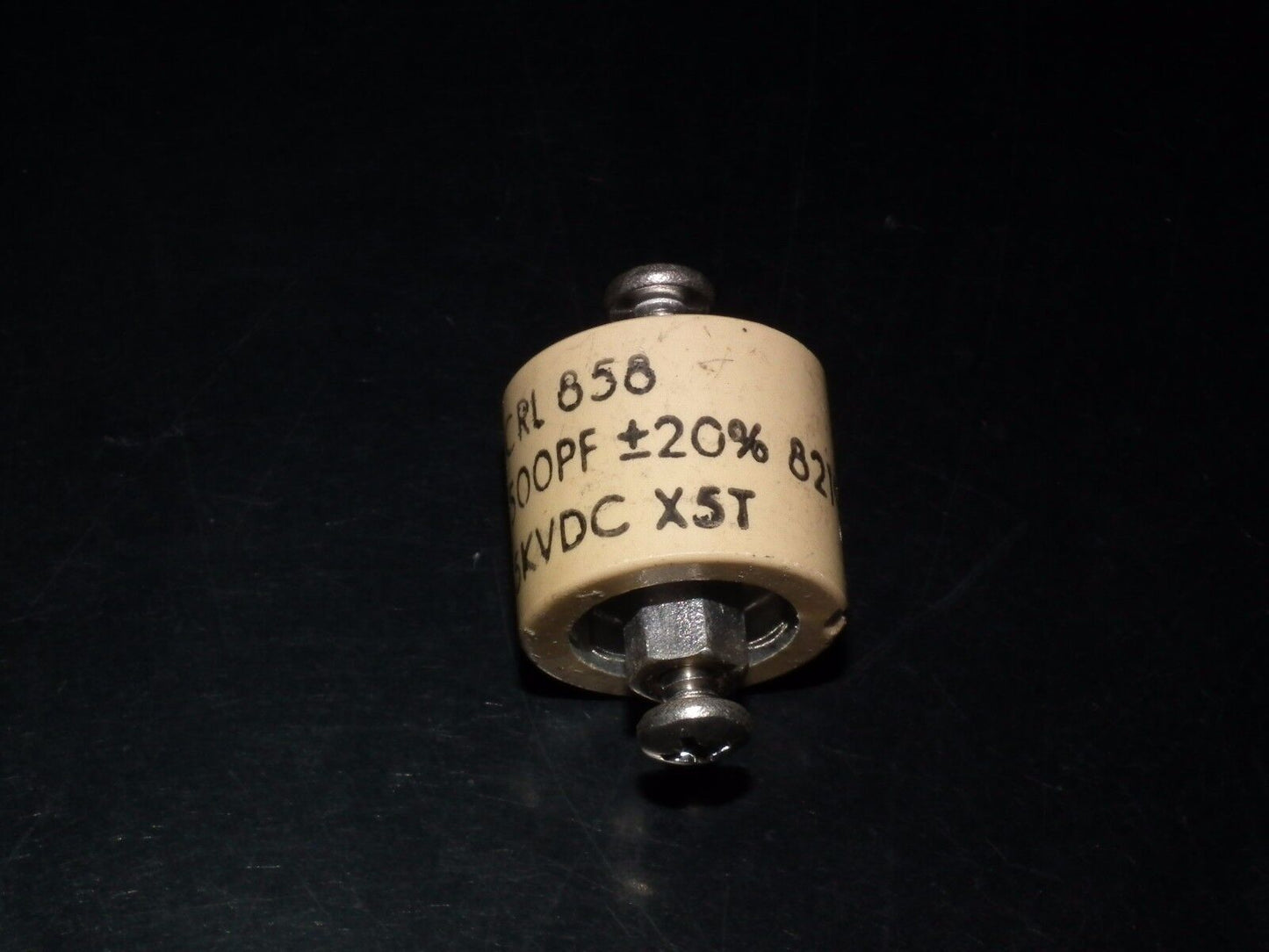 RF ceramic doorknob HV capacitor CRL858 500pF 5000V Used, tested one piece (1)
