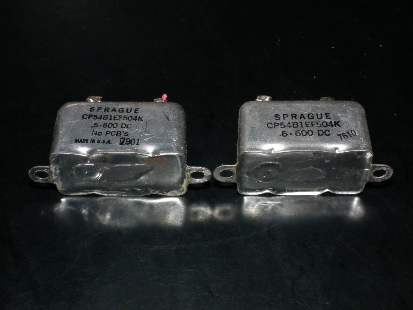 Two (2 pcs) RARE PIO Capacitors 0.5mfd 600V 0.5u Sprague USA