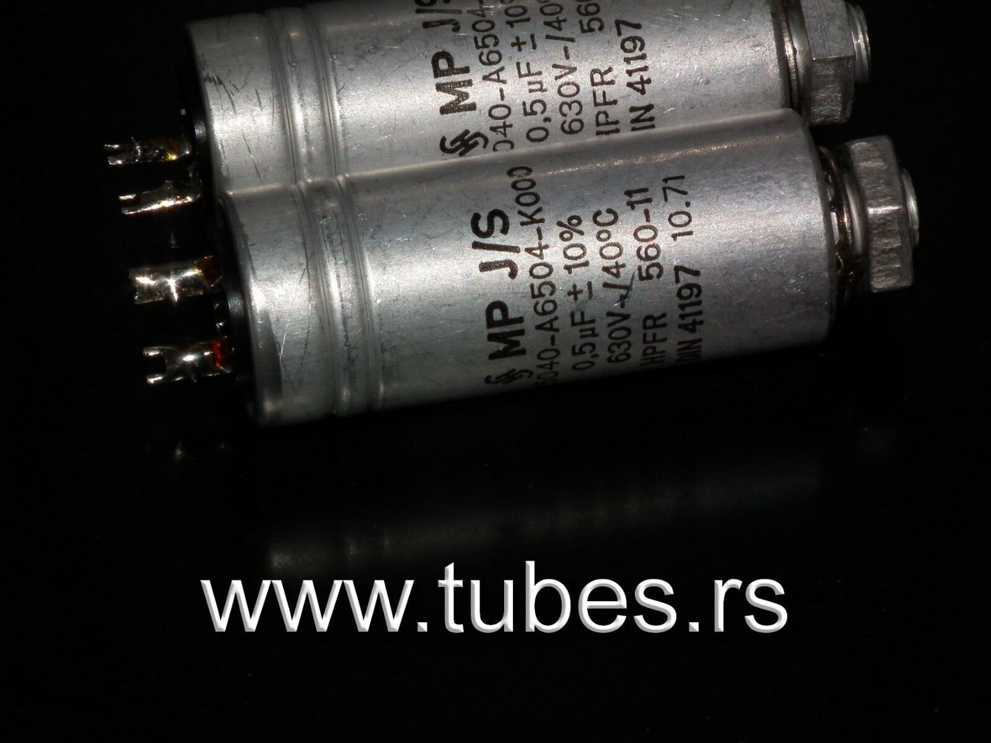 Two matched vintage Siemens PIO capacitors 0.5 uF / 630V Klangfilm tube audio