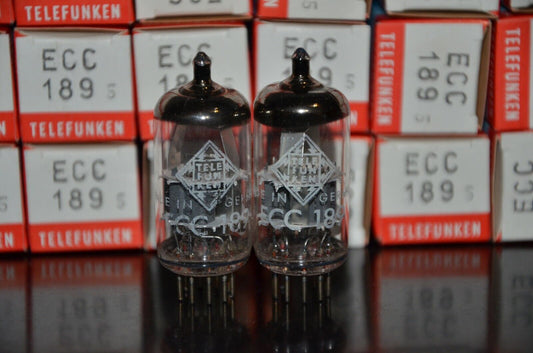ECC189 6ES8 Philips (Rebranded Telefunken) NOS Platinum Matched Pair Low Noise