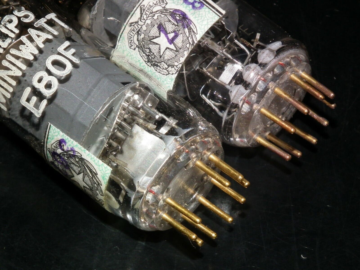 E80F Philips 6084 Matched Pair RARE D GETTER Pinched Waist Heerlen 1957 NOS NIB