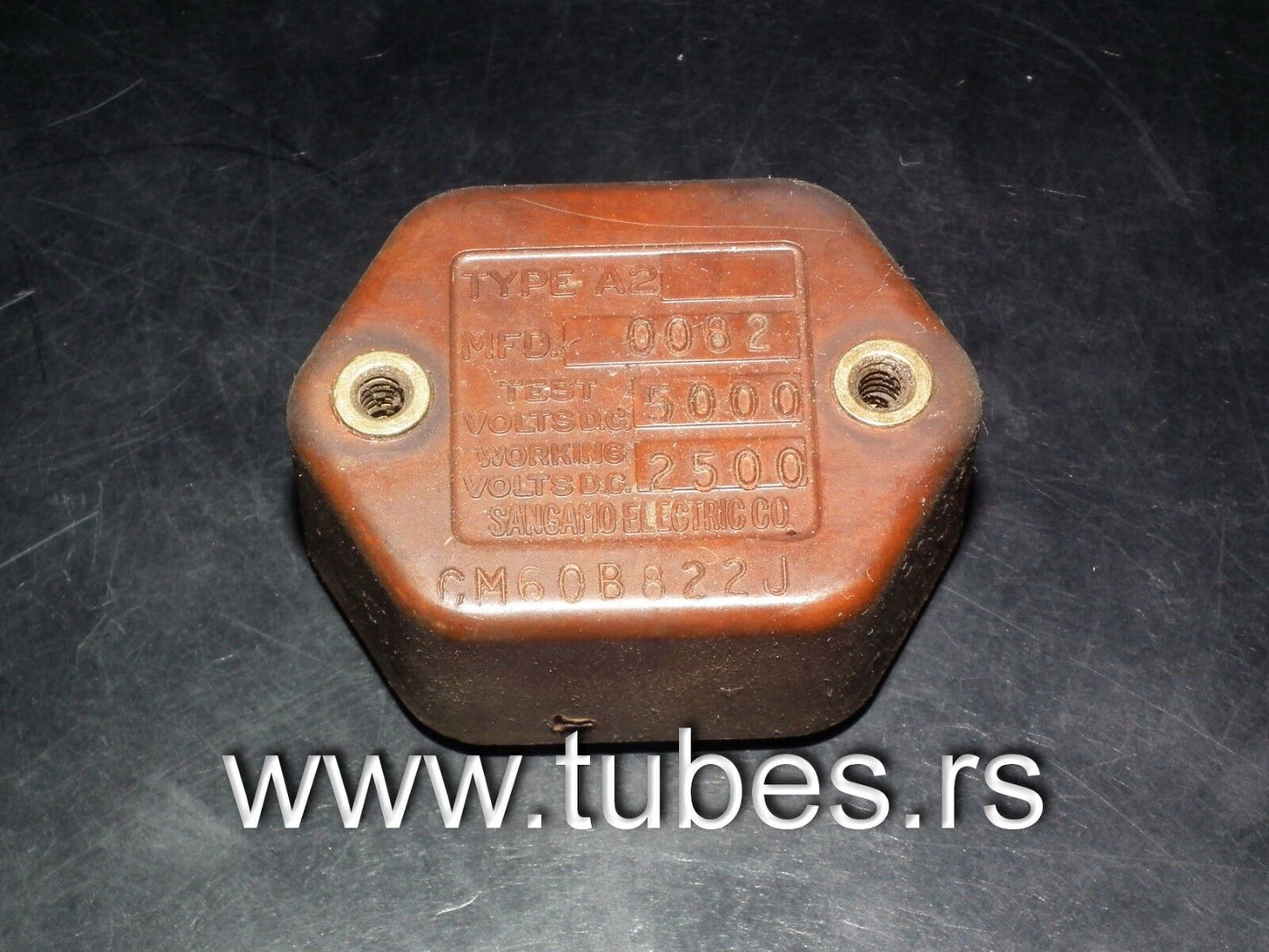 One vintage MICA capacitor 0.0082 mfd 2500V Sangamo USA 0.0082uf 2.5KV