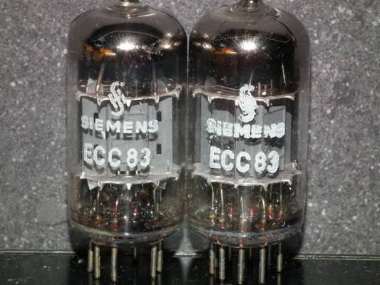 Matched Pair ECC83 Siemens 12AX7 dual getter support, USED low noise 90% NOS