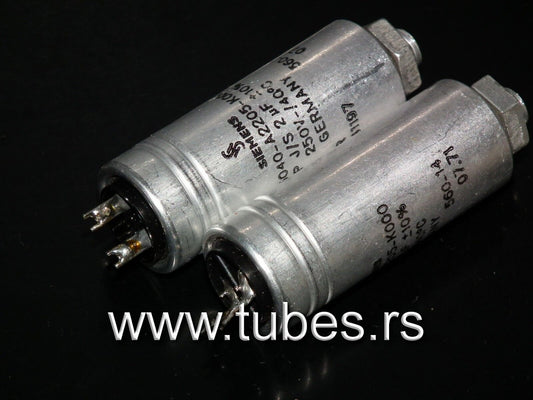 Two vintage Siemens PIO capacitors 2.0 uF / 250V Klangfilm tube audio