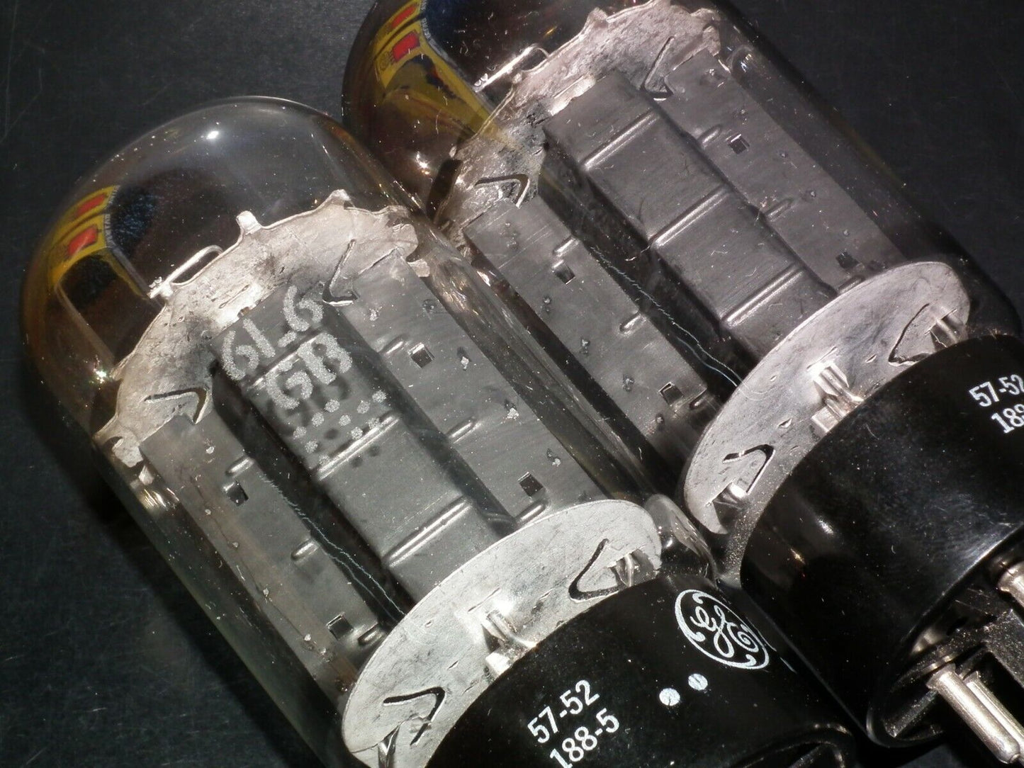 6L6GB GE Pair, Made in US in 1957, top square getter, used, tested 85%