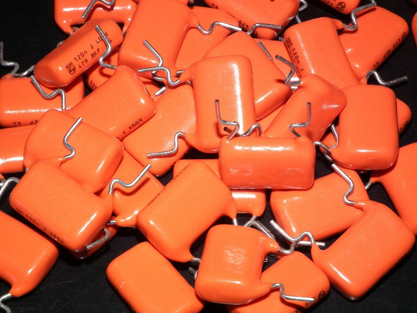 Four (4psc) vintage NOS MKP capacitors 120nF 400V Philips Polypropylene Film 479