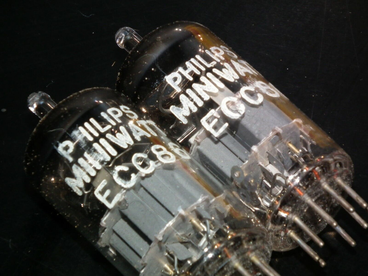 ECC86 Valvo Philips 6GM8 NOS NIB Platinum Matched Pair West Germany Gray Shield