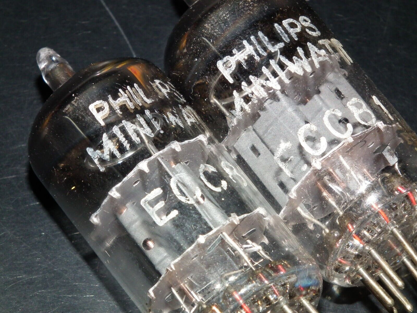 ECC81 12AT7 Philips  (Used, matched pair) Suresnes France tube plant