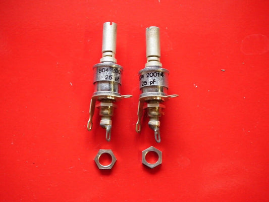 Two variable capacitors 25pF NOS Professional quality, chassis montage