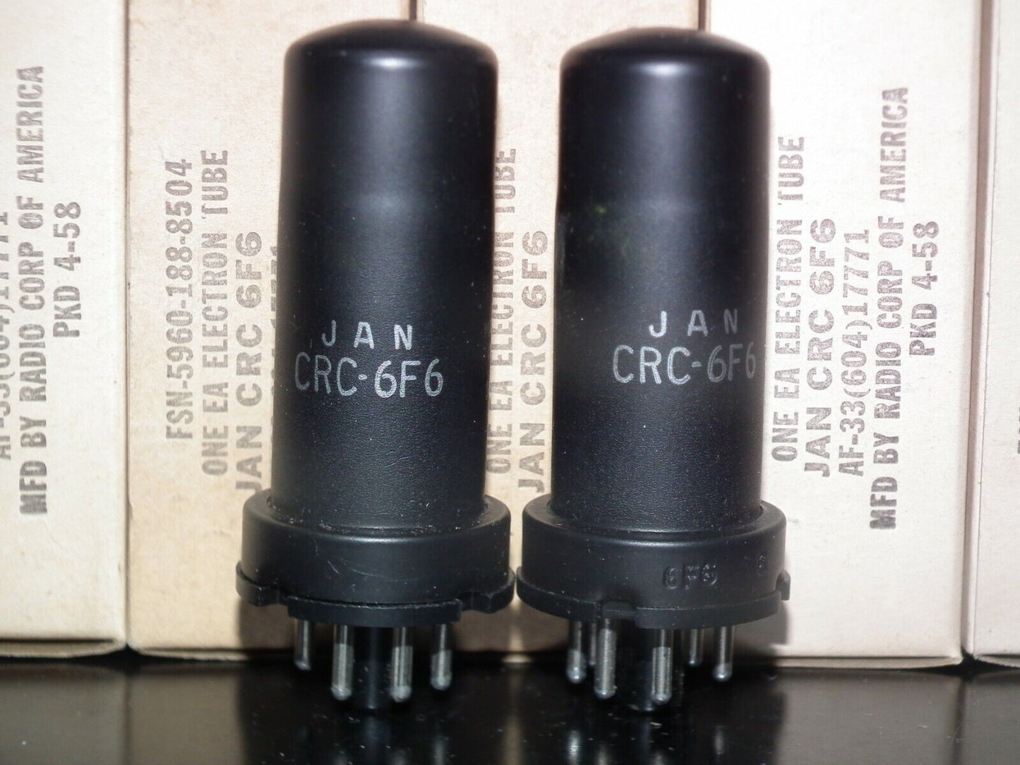 6F6 RCA Platinum Matched Pair NOS NIB JAN Boxes Made in US in 1958