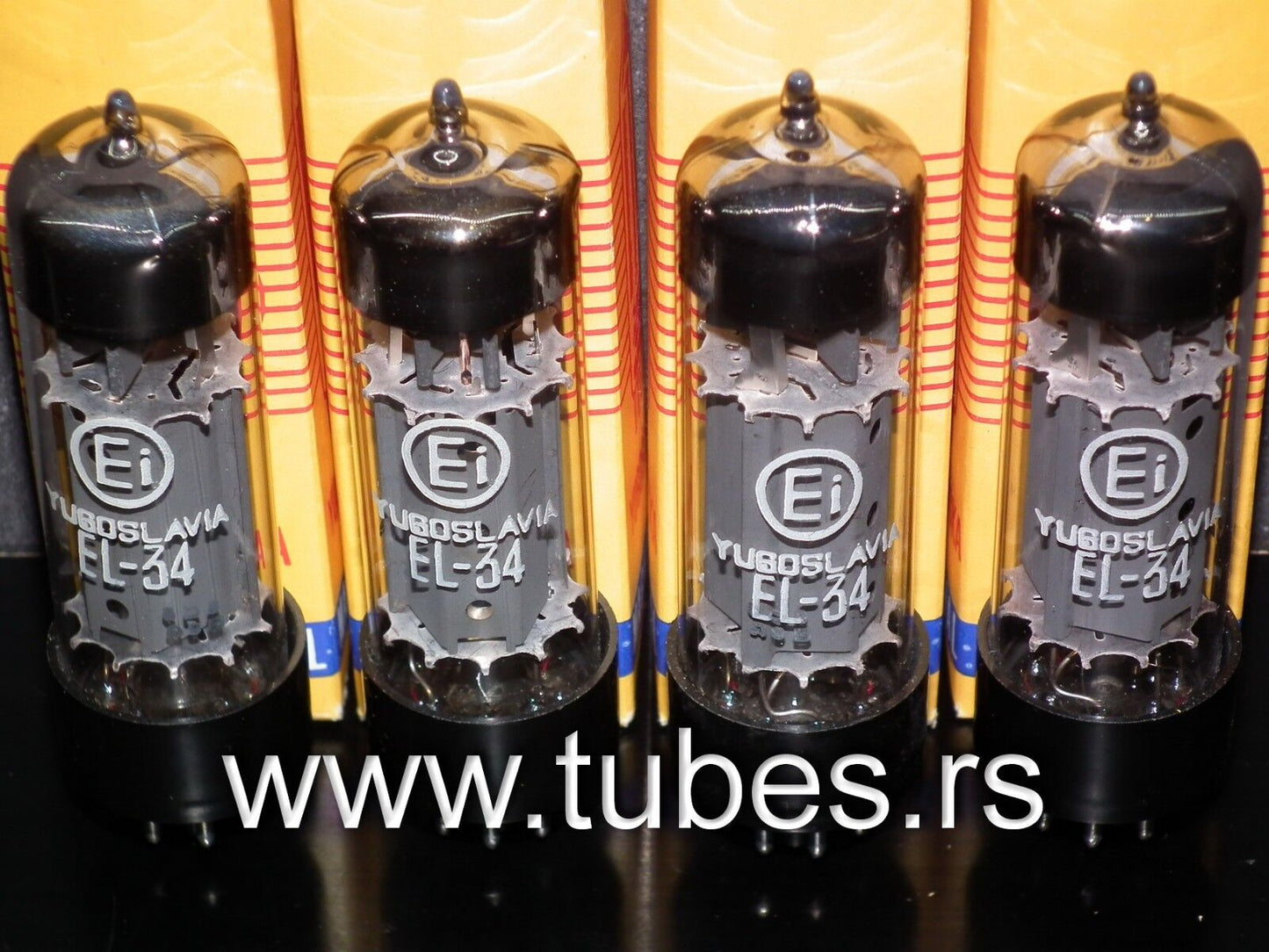 EL34 6CA7 EI Yugoslavia NOS NIB Platinum Matched Quad Philips dual OO getter
