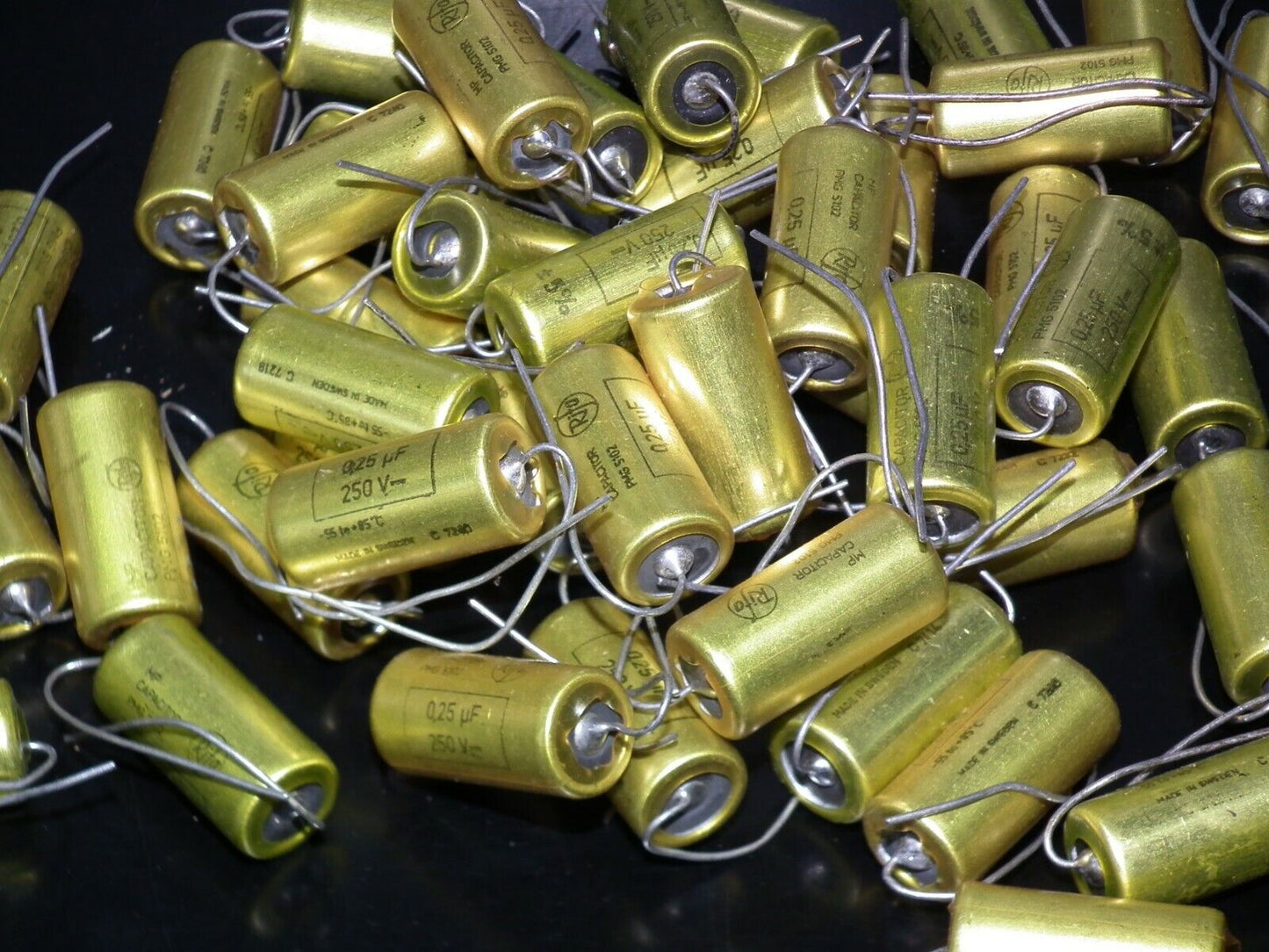 Two vintage MP capacitors 0.25 uF  250V Rifa Sweden PIO - Paper in oil capacitor