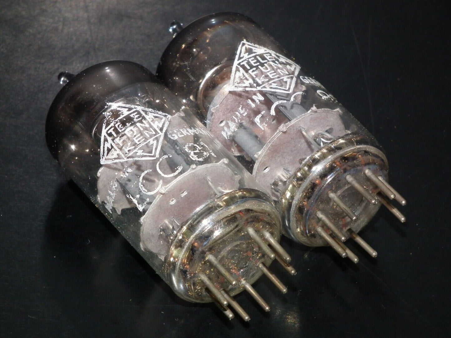 NOS Matched Pair ECC81 Telefunken 12AT7 Diamond Bottom Same Codes West Germany
