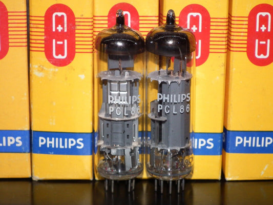 Platinum Matched Pair PCL86 14GW8 Philips NOS NIB Same codes Late 60s Holland