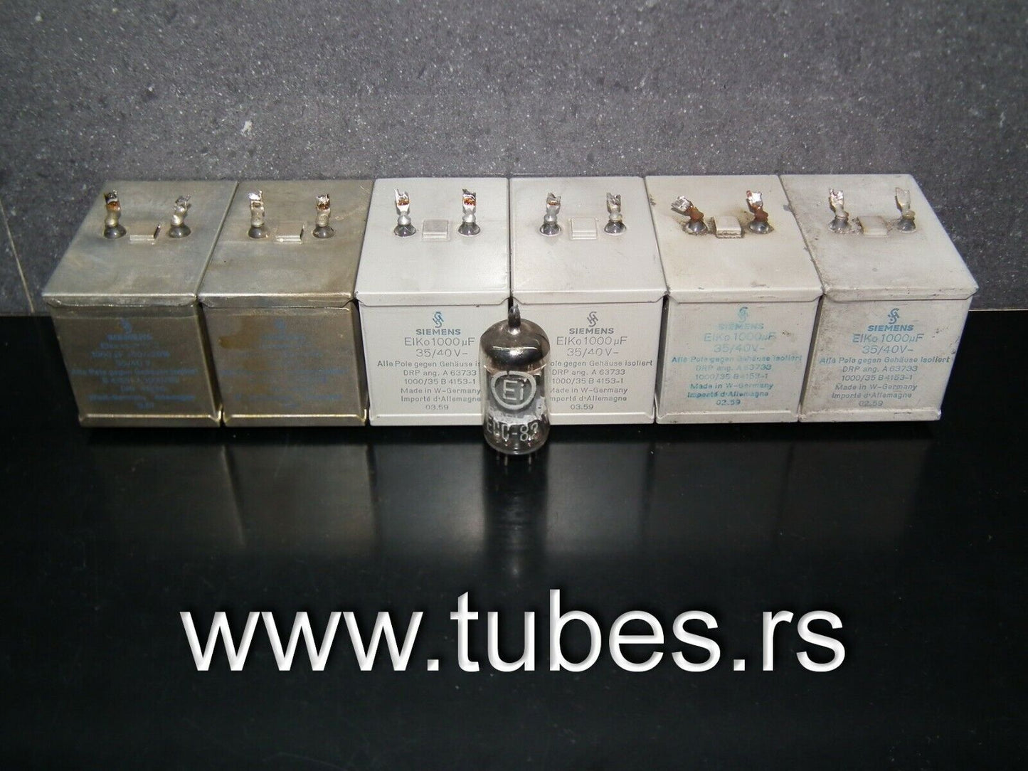 Two vintage Siemens Elko rauh capacitors 1000uF 40V hi-end tube audio, Klangfilm