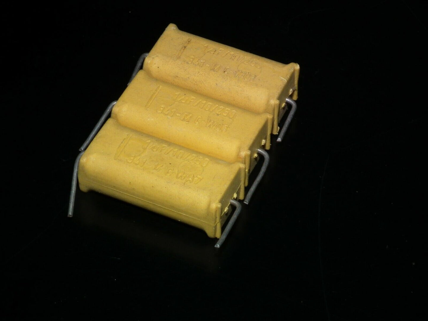 Three vintage NOS PHILIPS MKC 344 Capacitors 1mfd / 250V Chicklet Tube Audio 1u