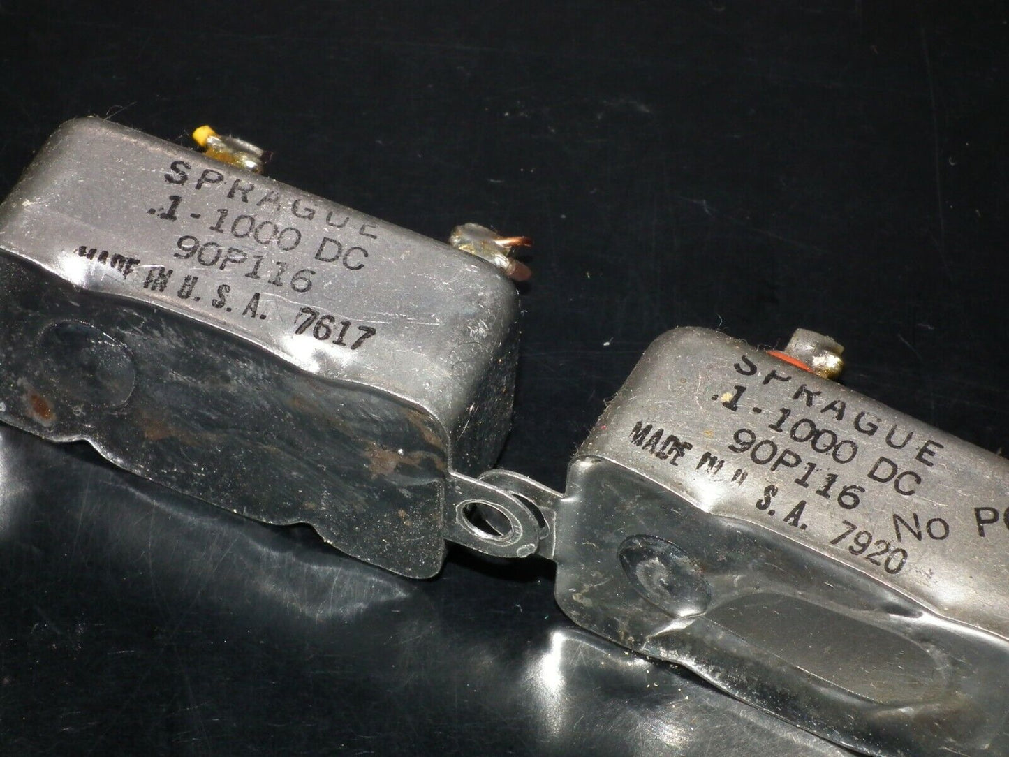 Two (2 pcs) RARE PIO Capacitors 0.1mfd 1000V 0.1u Sprague USA